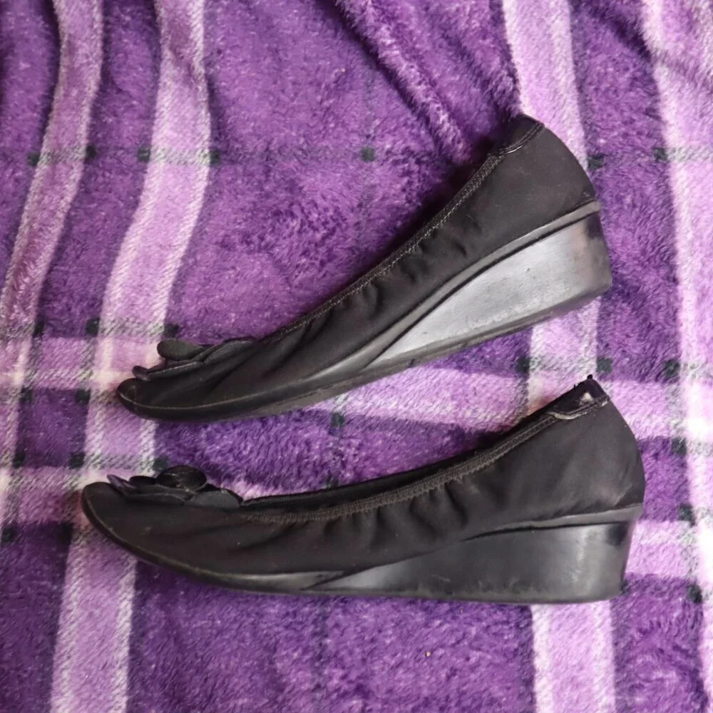 ROSE LOW WEDGES 7.5 Anne Klein Sport Office Work Black Dressy Party Bridesmaid